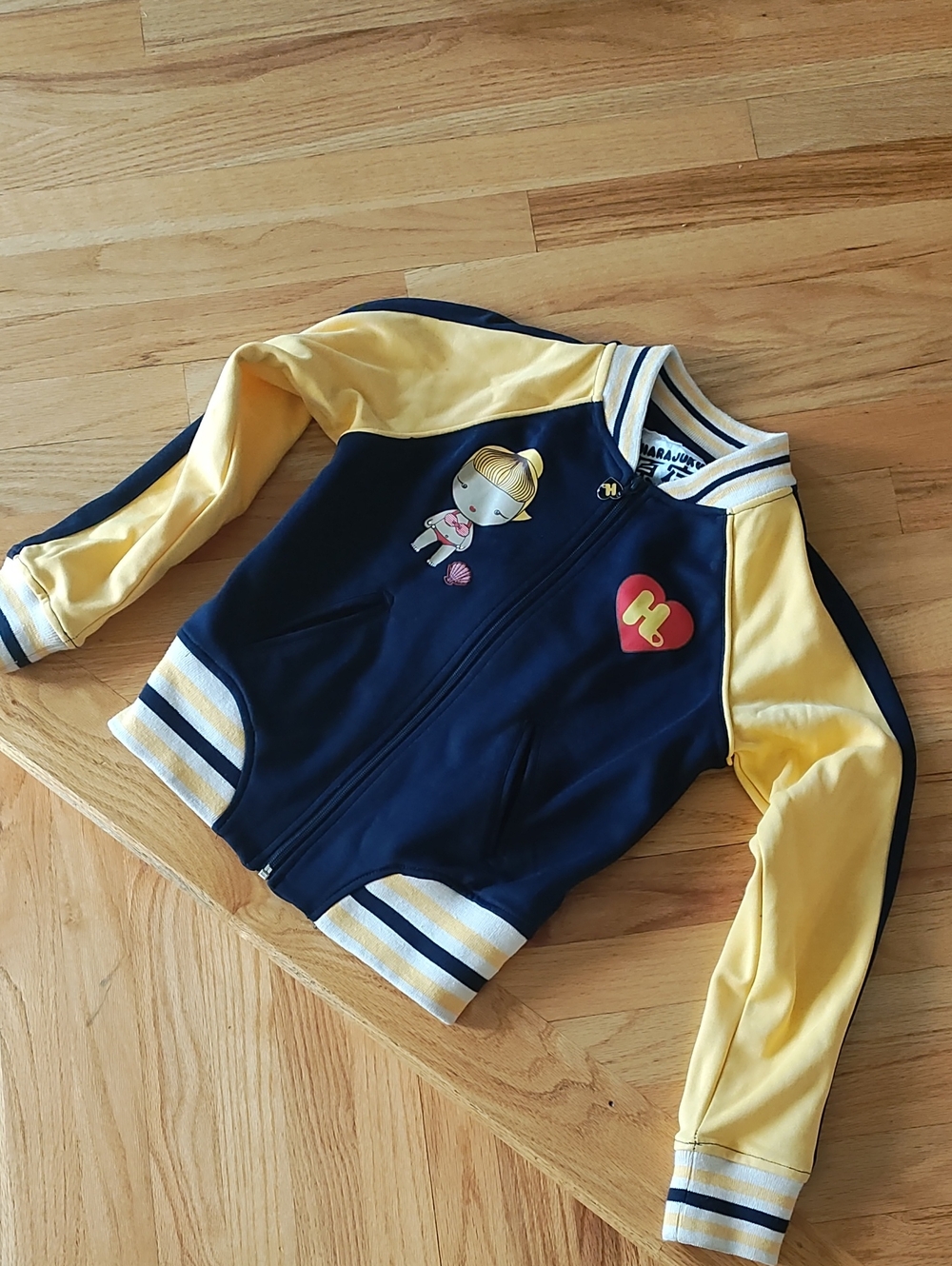 Harajuku Lovers Navy and Yellow Girl's Bomber Jacket